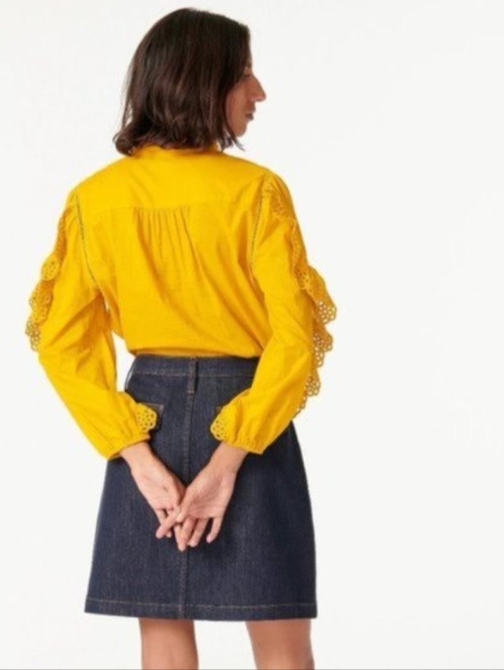 J.Crew Ruffle-Sleeve Top with Embroidered Eyelet - Picture 4 of 9